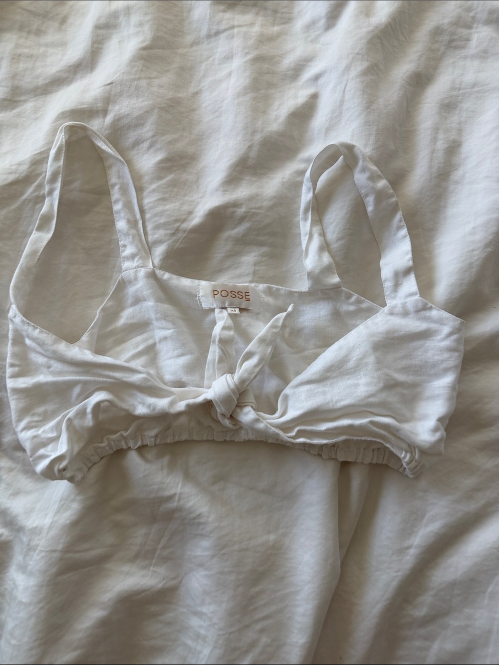 Posse White Knot-Front Bralette with Wide Straps